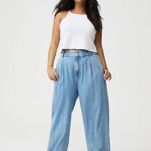 Torrid Light Blue High Waisted Wide Leg Jeans Size 22 Short